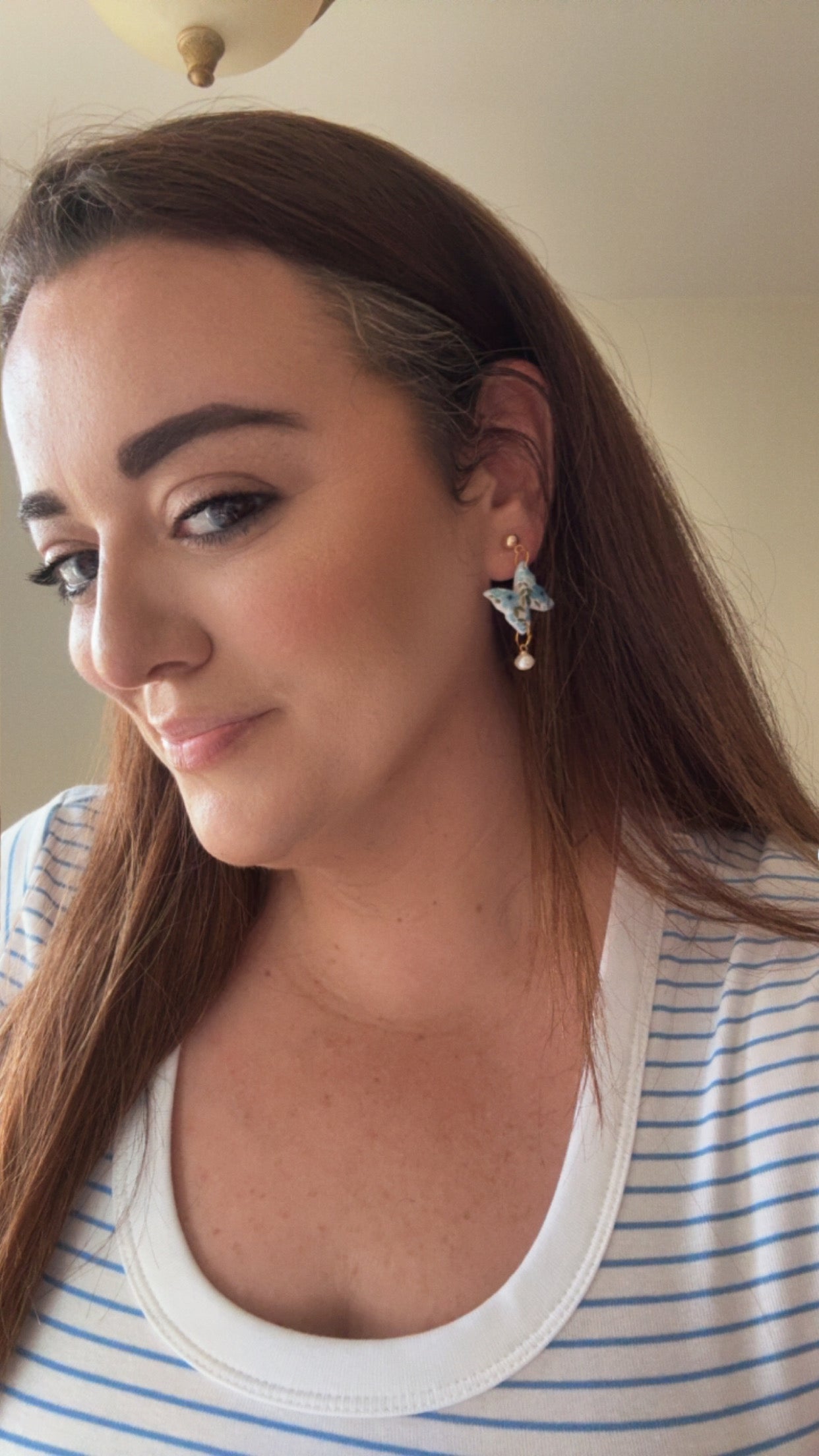 Blue Floral Butterfly Dangles