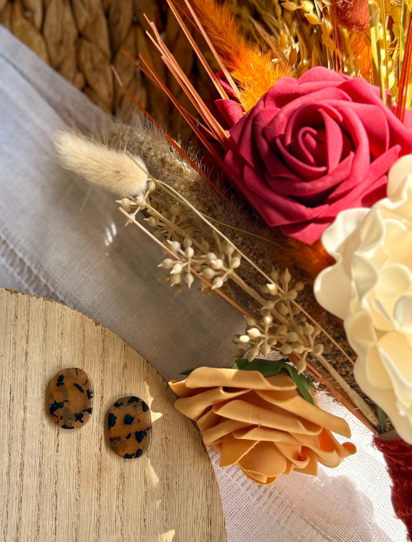 Oval Dalmation Jasper Statement Stud