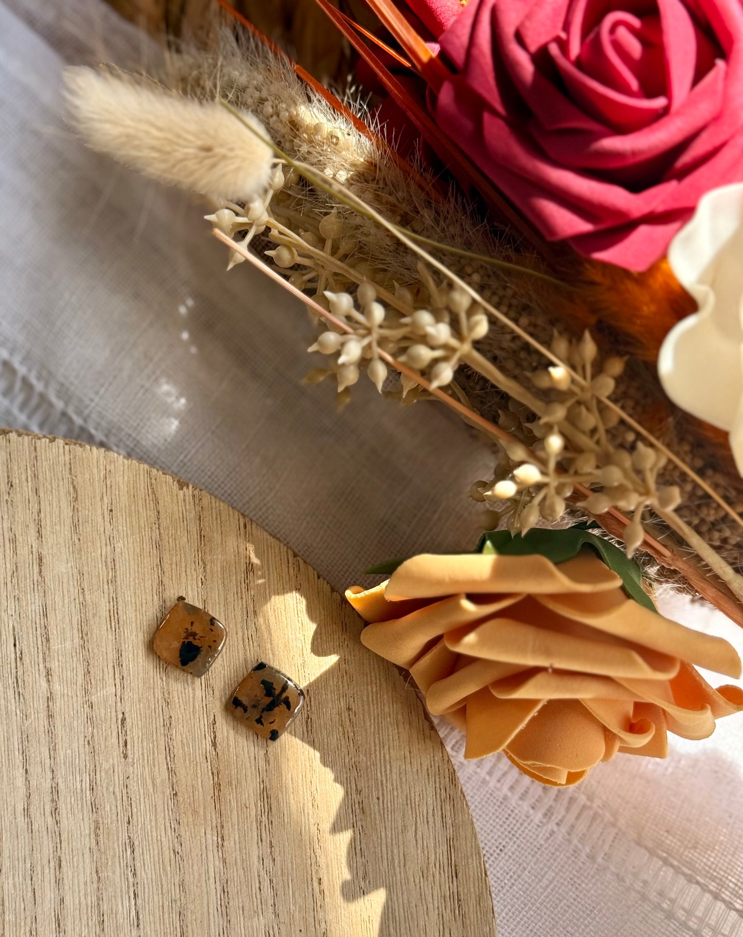 Dalmation Jasper Diamond Stud