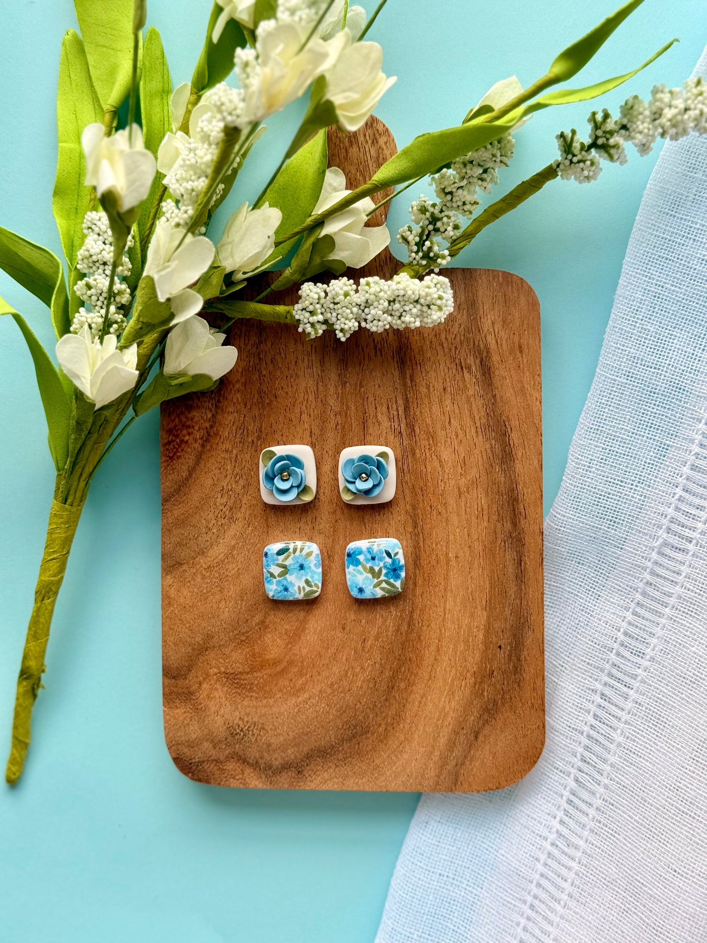 Something Blue Floral Studs