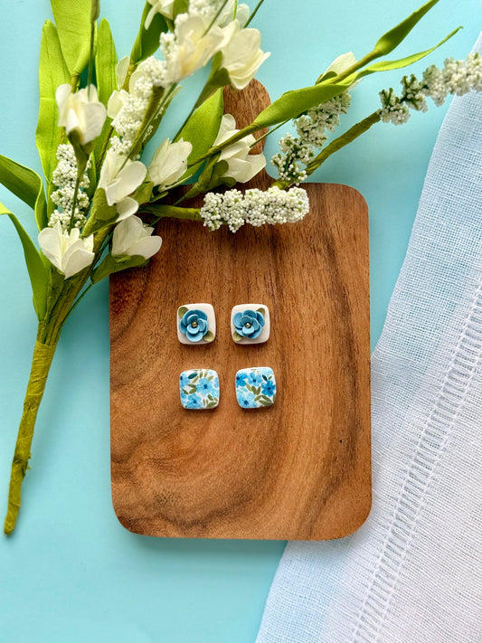 Something Blue Floral Studs