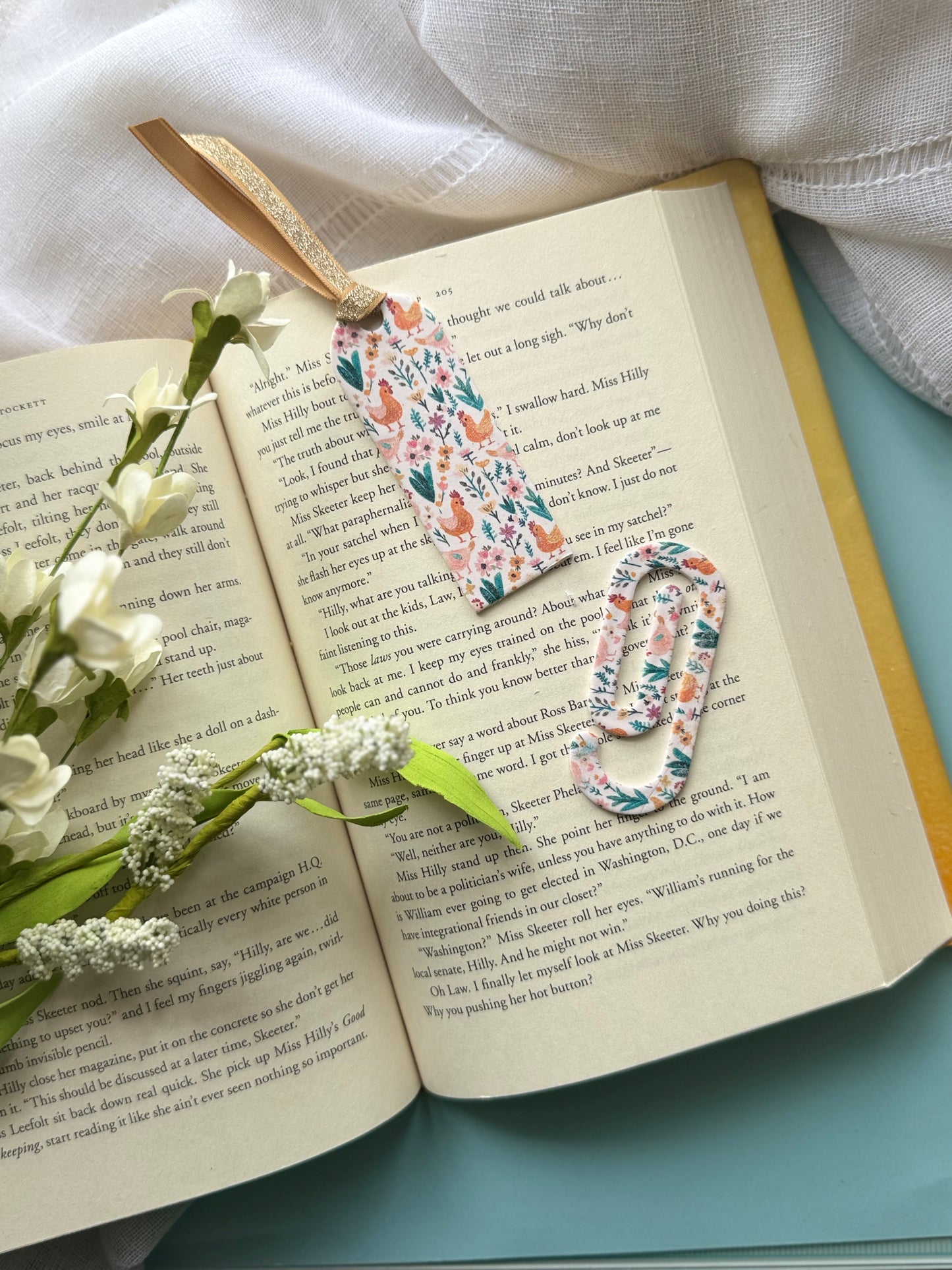 Chickens + Florals Bookmarks