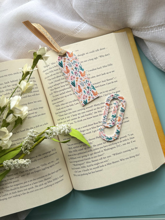 Chickens + Florals Bookmarks