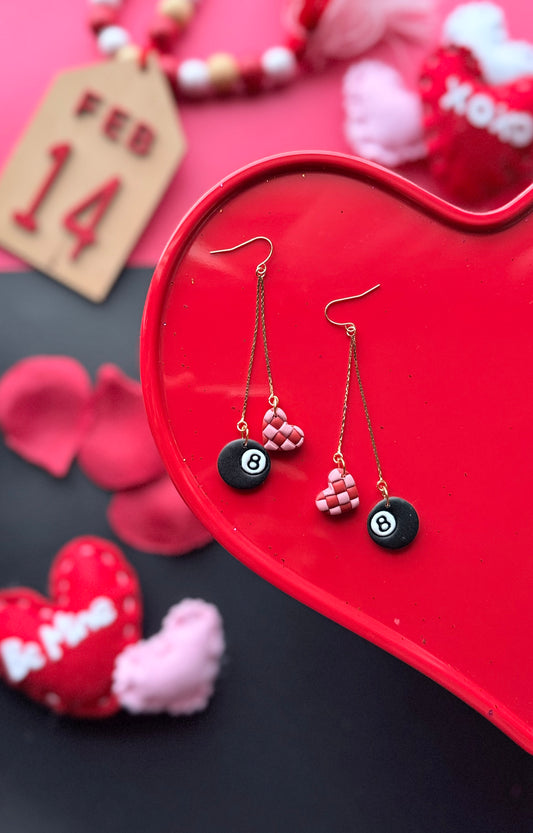 8 Ball + Heart Dangle
