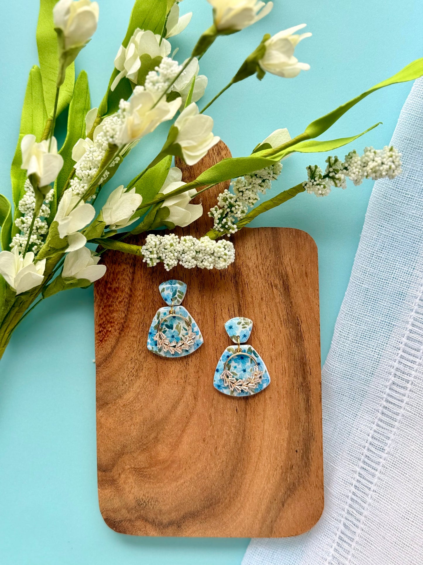 Blue Floral Bling Dangle