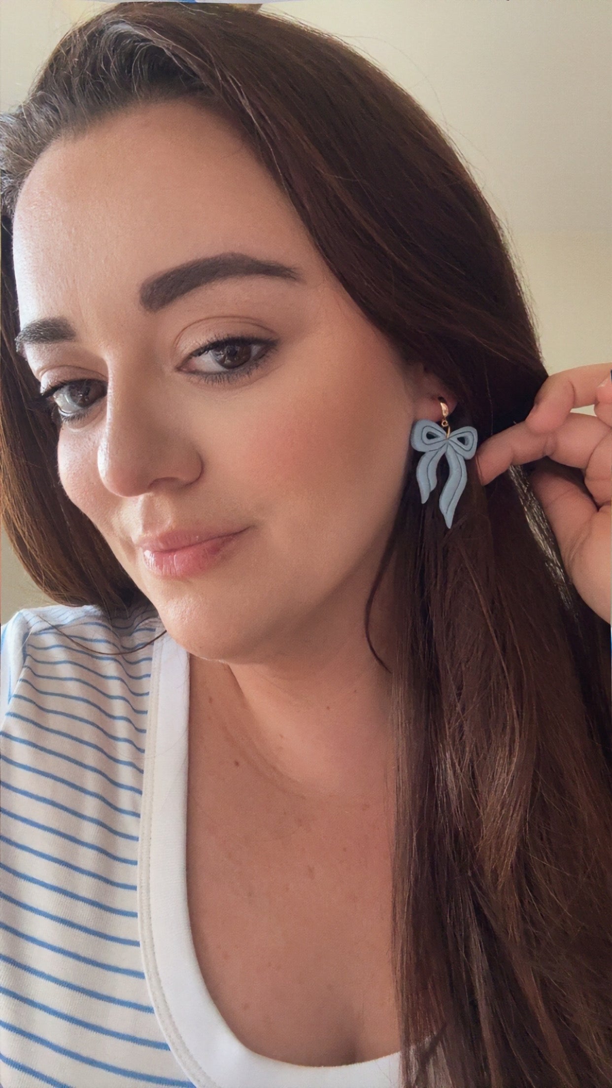 Sweet Blue Bow Hoop Dangles