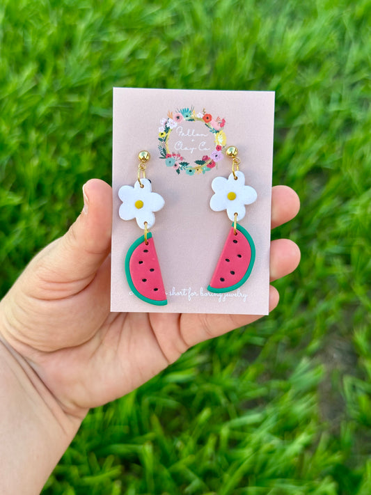 Watermelon Daisy Dangles