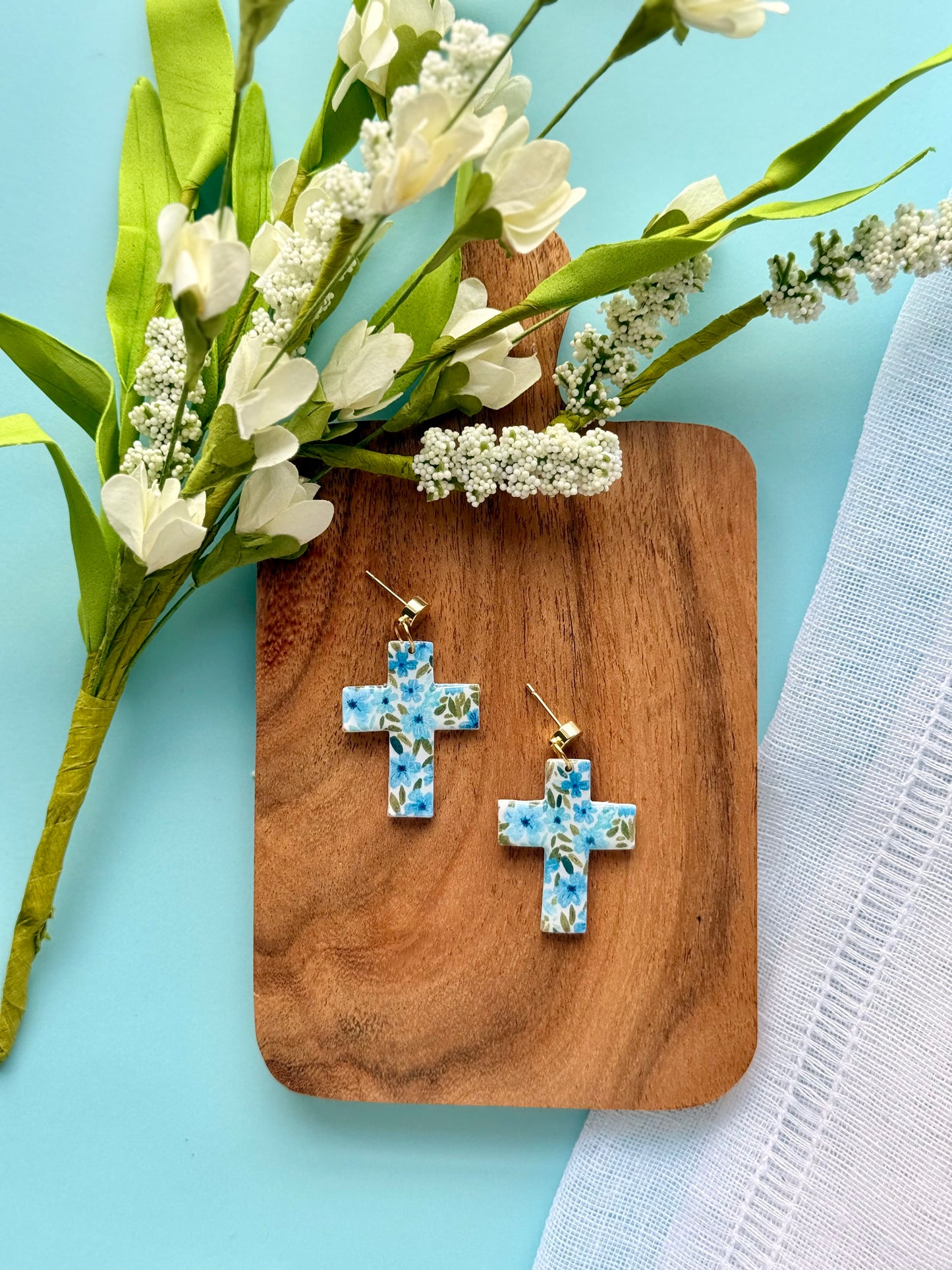 Blue Floral Crosses
