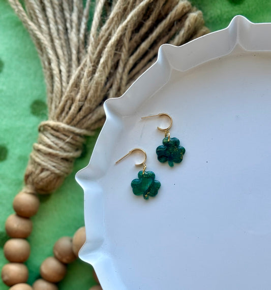 Emerald Shamrock Hoops