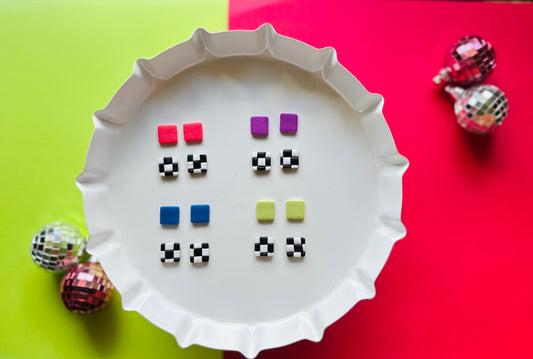 Brights + Checkered Square Studs