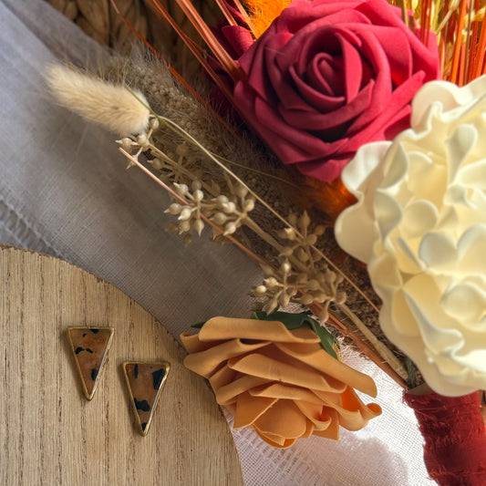 Triangle Dalmation Jasper Statement Stud