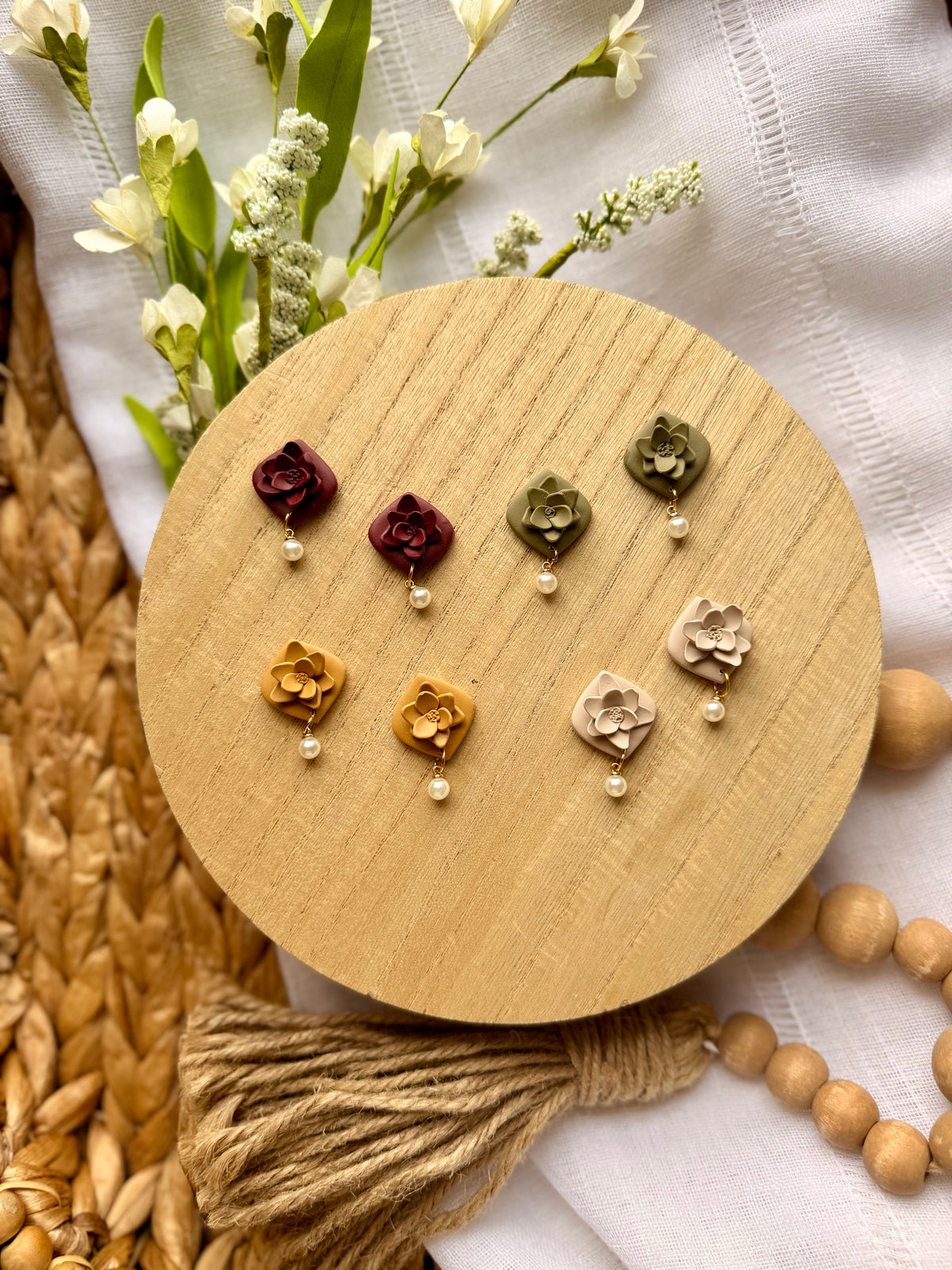 Floral + Pearls Statement Stud